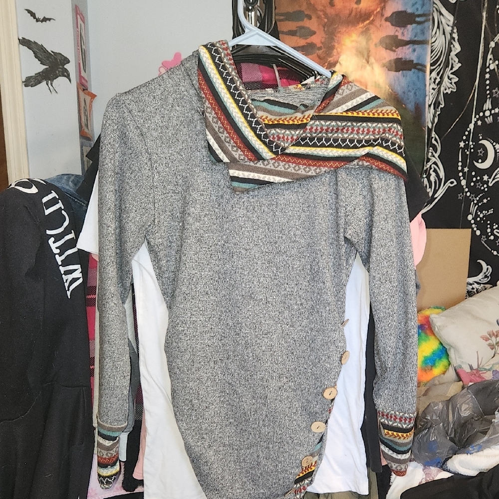 Gray Patterned Women's Sweater